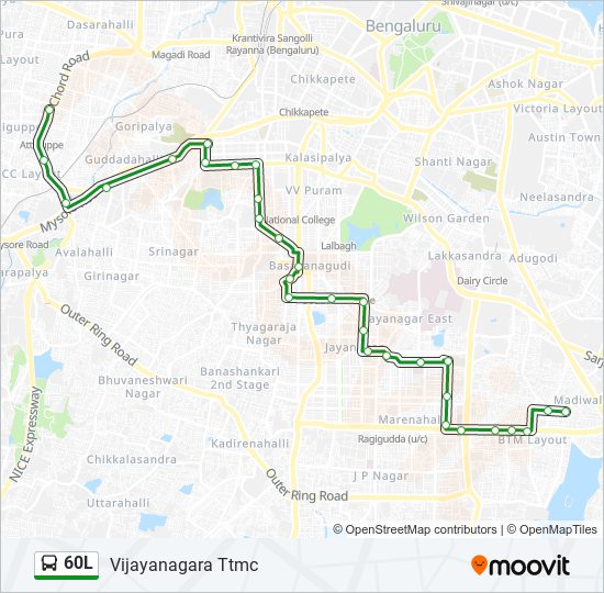 Bangalore To Udupi Route Map By Car 60L Route: Schedules, Stops & Maps - Vijayanagara Ttmc (Updated)