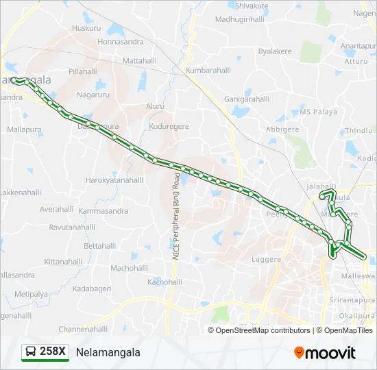 258X Bus Line Map