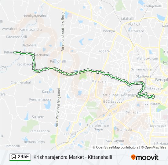 245E bus Line Map