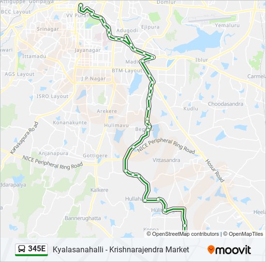 345E bus Line Map