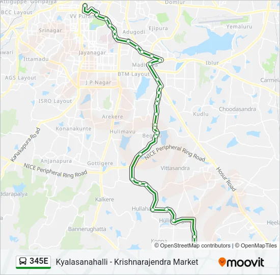 345E Bus Line Map