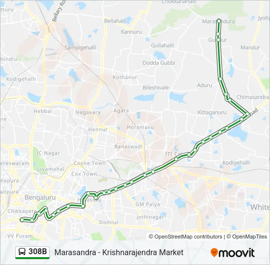 308B Bus Line Map