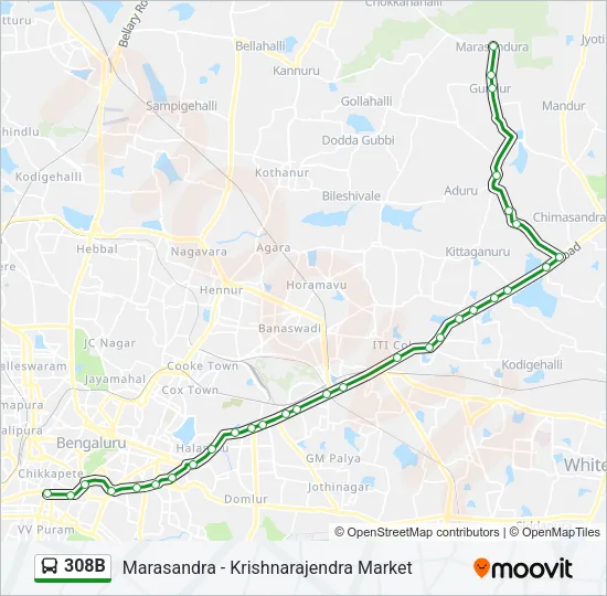 308B Bus Line Map