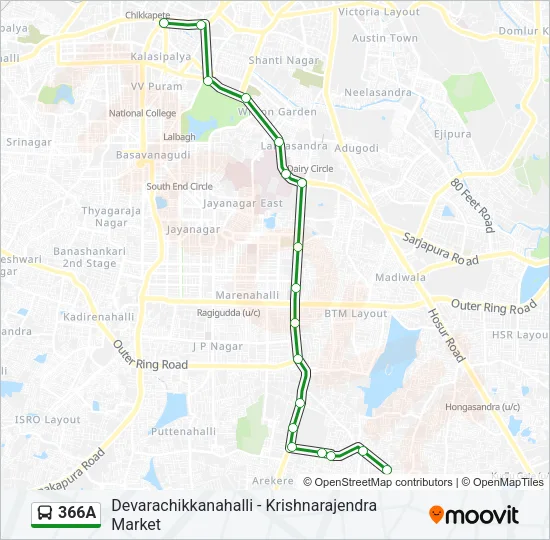 366A Bus Line Map