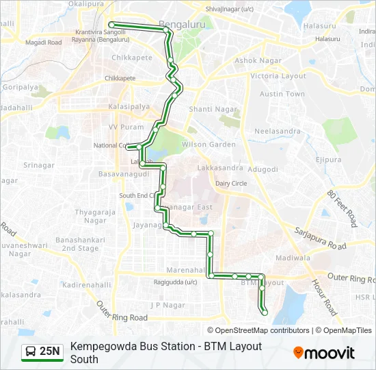25N Bus Line Map