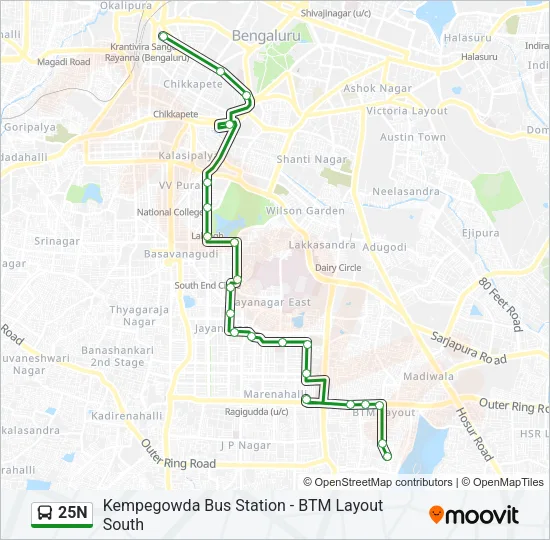25N Bus Line Map