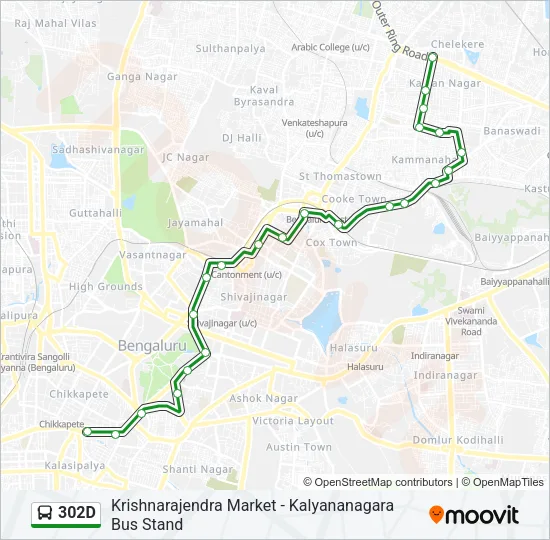302D Bus Line Map