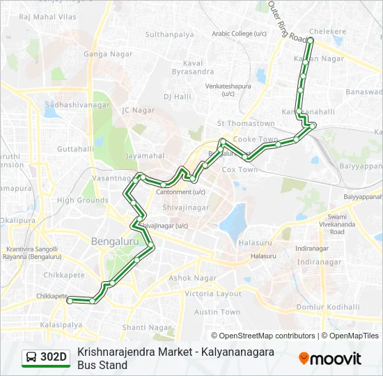 302D Bus Line Map