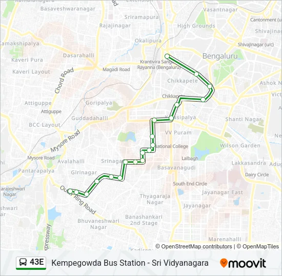 43E Bus Line Map
