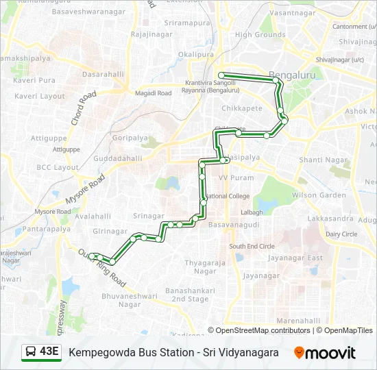 43E Bus Line Map