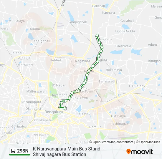293N Bus Line Map
