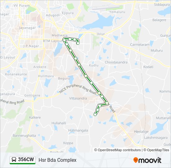 356cw Route Schedules, Stops & Maps Hsr Bda Complex (Updated)