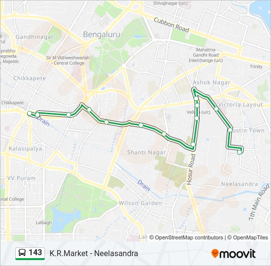 143 bus Line Map