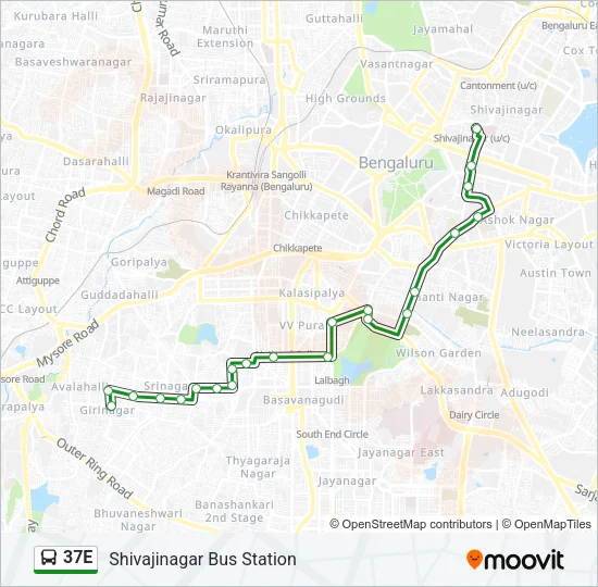 37E Bus Line Map