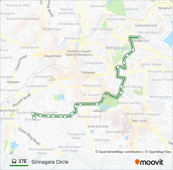 37E Bus Line Map