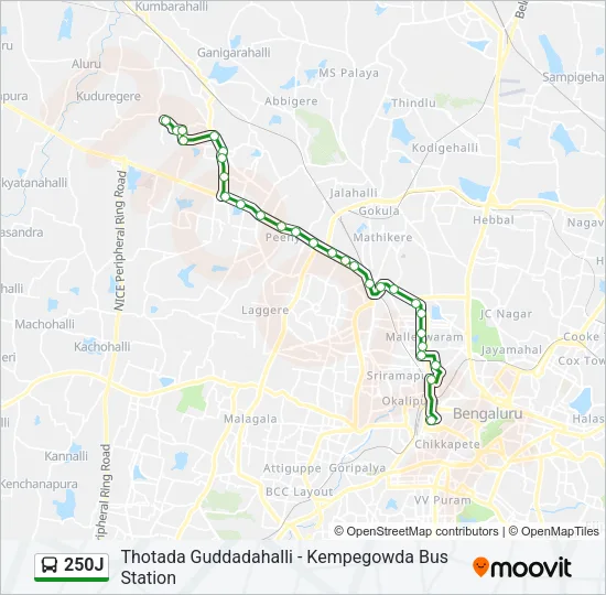 250J Bus Line Map