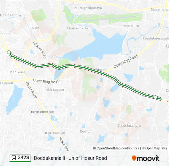 342S Bus Line Map