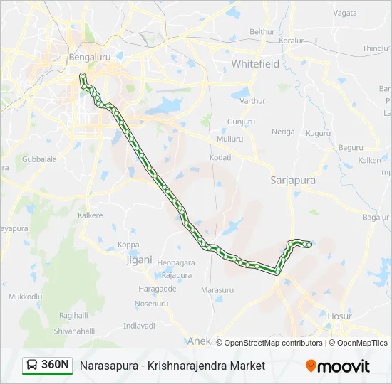 360N Bus Line Map