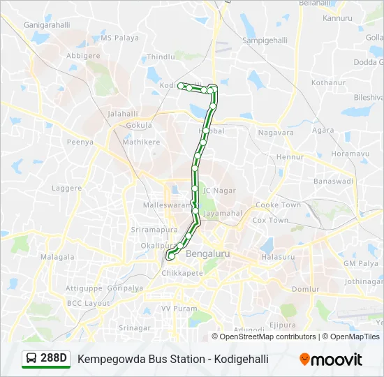 288D Bus Line Map