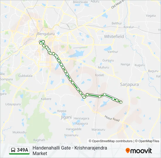 349A Bus Line Map