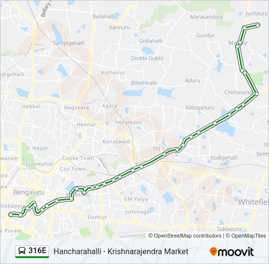 Town Hall Bangalore Map 316E Route: Schedules, Stops & Maps - Hancharahalli (Updated)