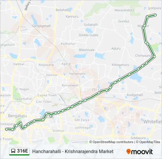 316E Bus Line Map
