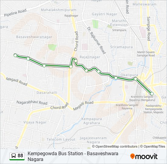 Basaveshwara Nagar Bangalore Map 88 Route: Schedules, Stops & Maps - Basaveshwara Nagara (Updated)