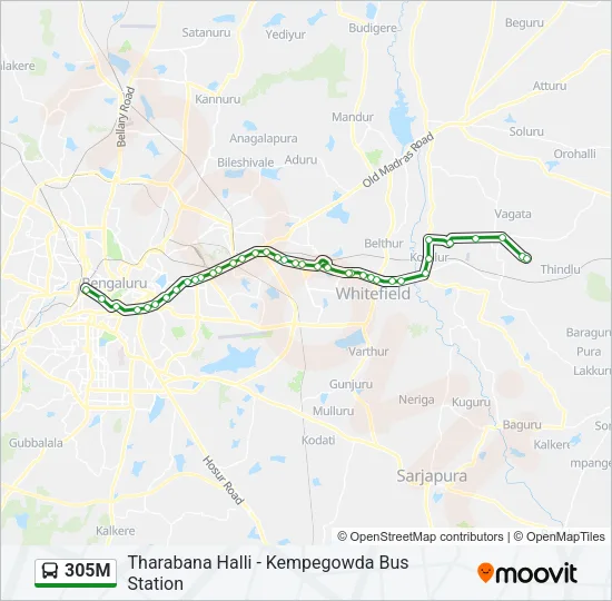 305M Bus Line Map