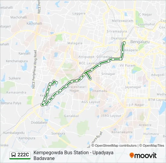 222C Bus Line Map