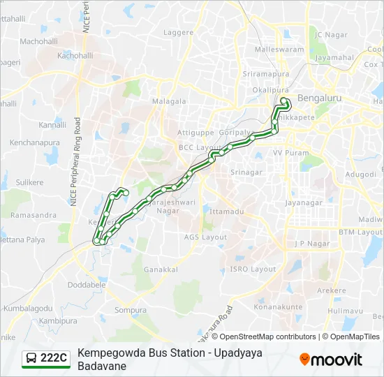 222C Bus Line Map