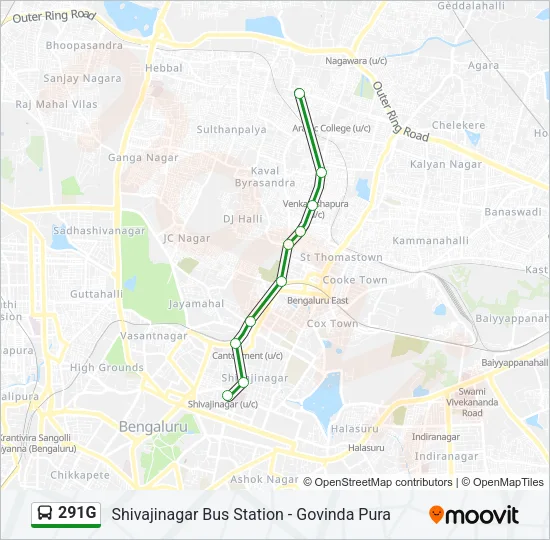 291G Bus Line Map