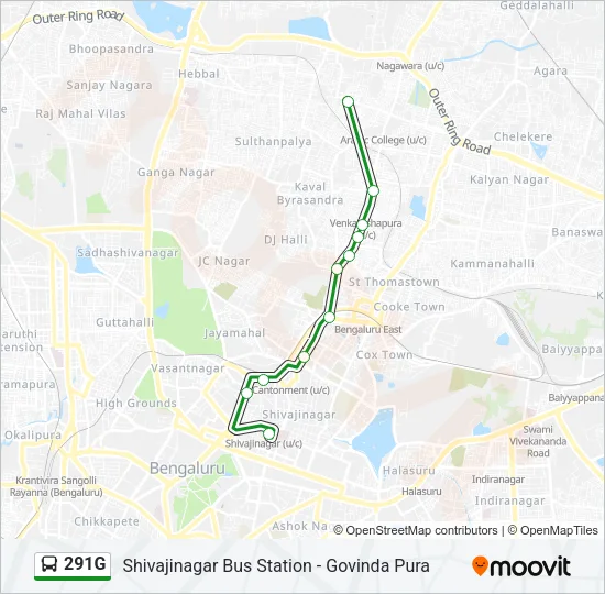 291G Bus Line Map
