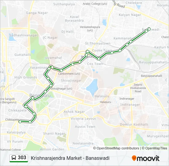 303 Bus Line Map