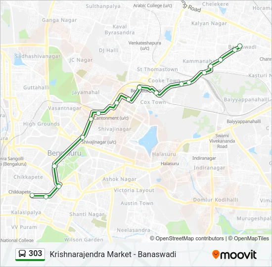 303 Bus Line Map