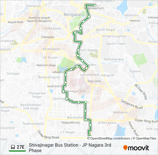 27E Bus Line Map
