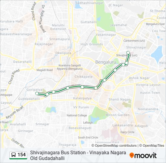 154 bus Line Map