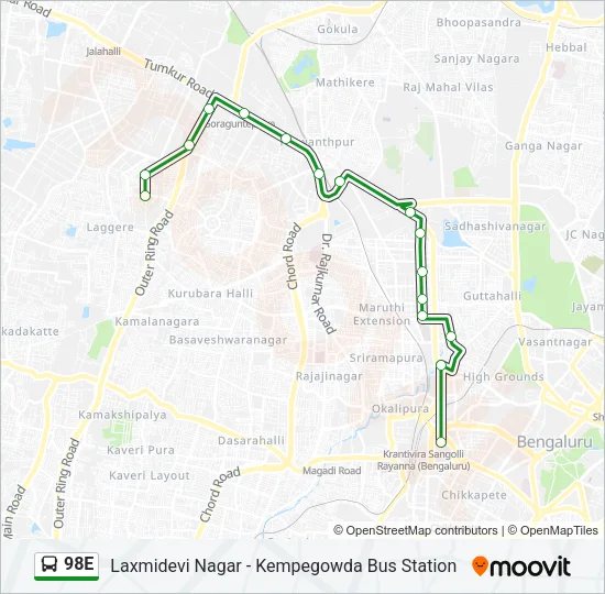 98E Bus Line Map