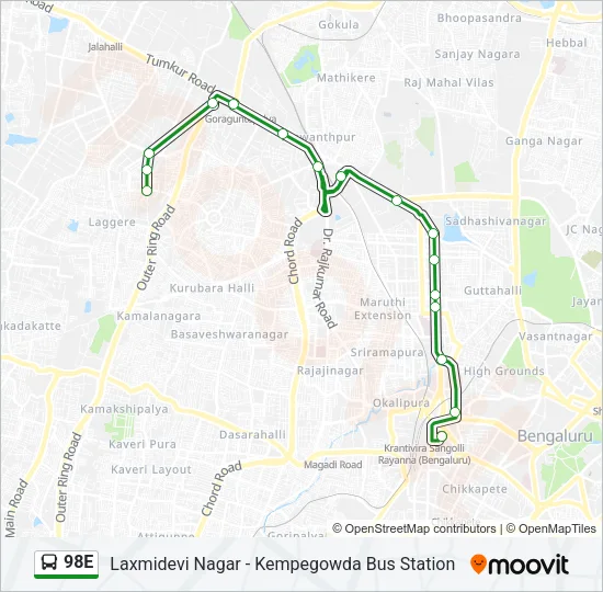 98E Bus Line Map