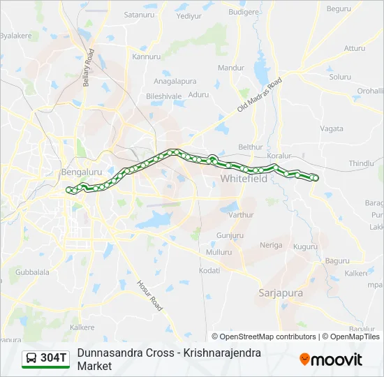 304T Bus Line Map
