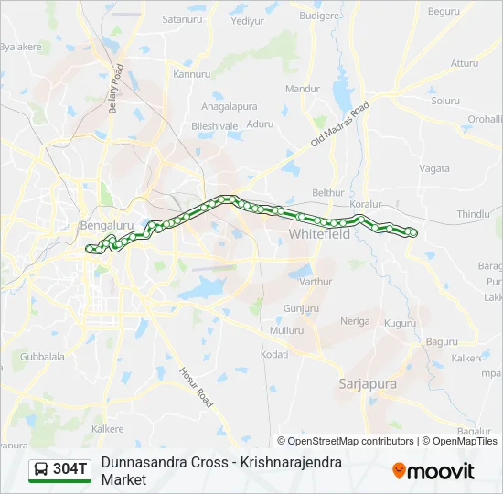 304T Bus Line Map