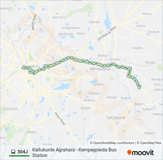 304J bus Line Map