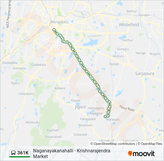 361K Bus Line Map