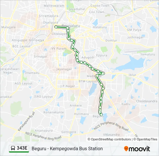 343E Bus Line Map