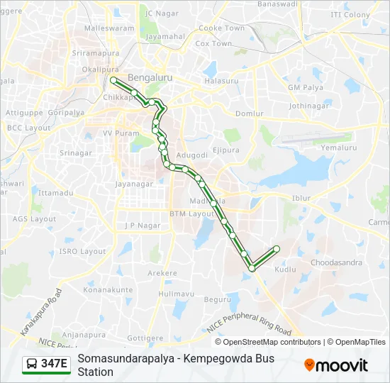 347E Bus Line Map