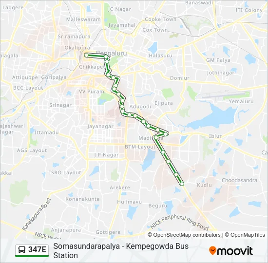 347E Bus Line Map