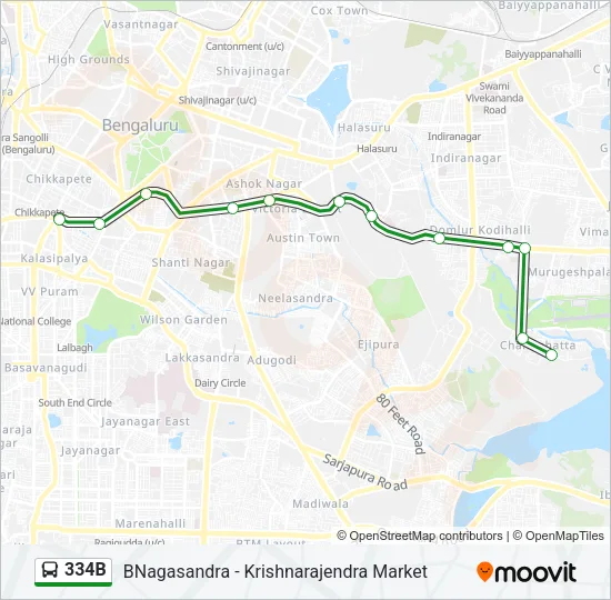 334B Bus Line Map