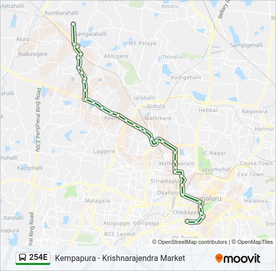 254E bus Line Map