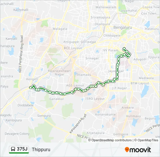 375J Bus Line Map