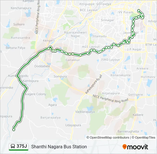 375J Bus Line Map