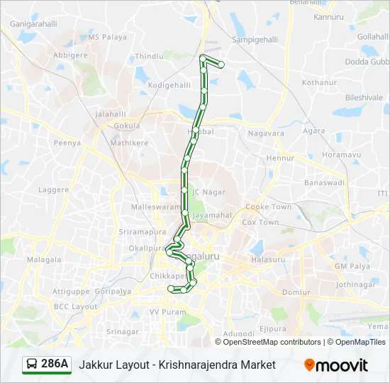 286A Bus Line Map